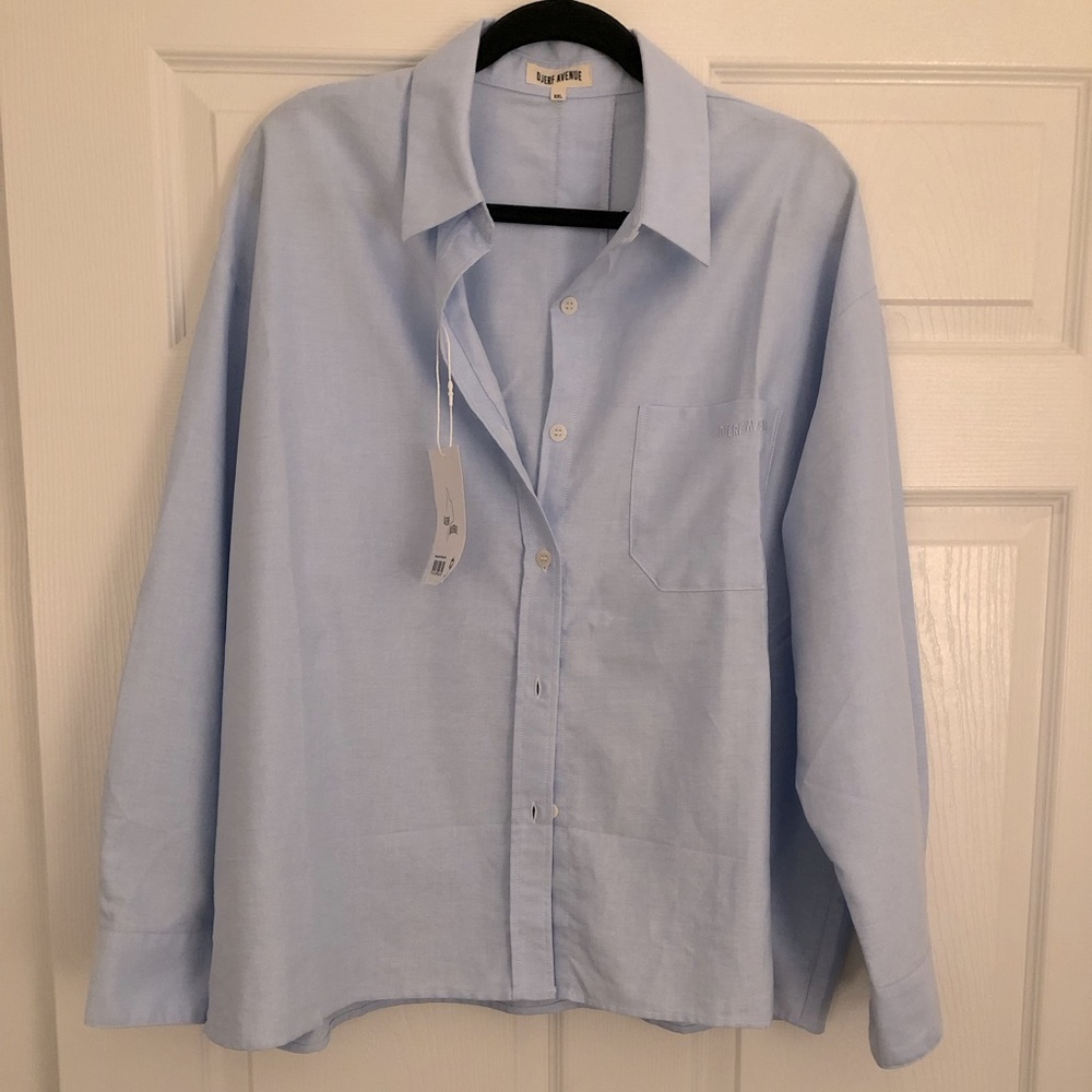Djerf Avenue Breezy Shirt Blue XXL NWT